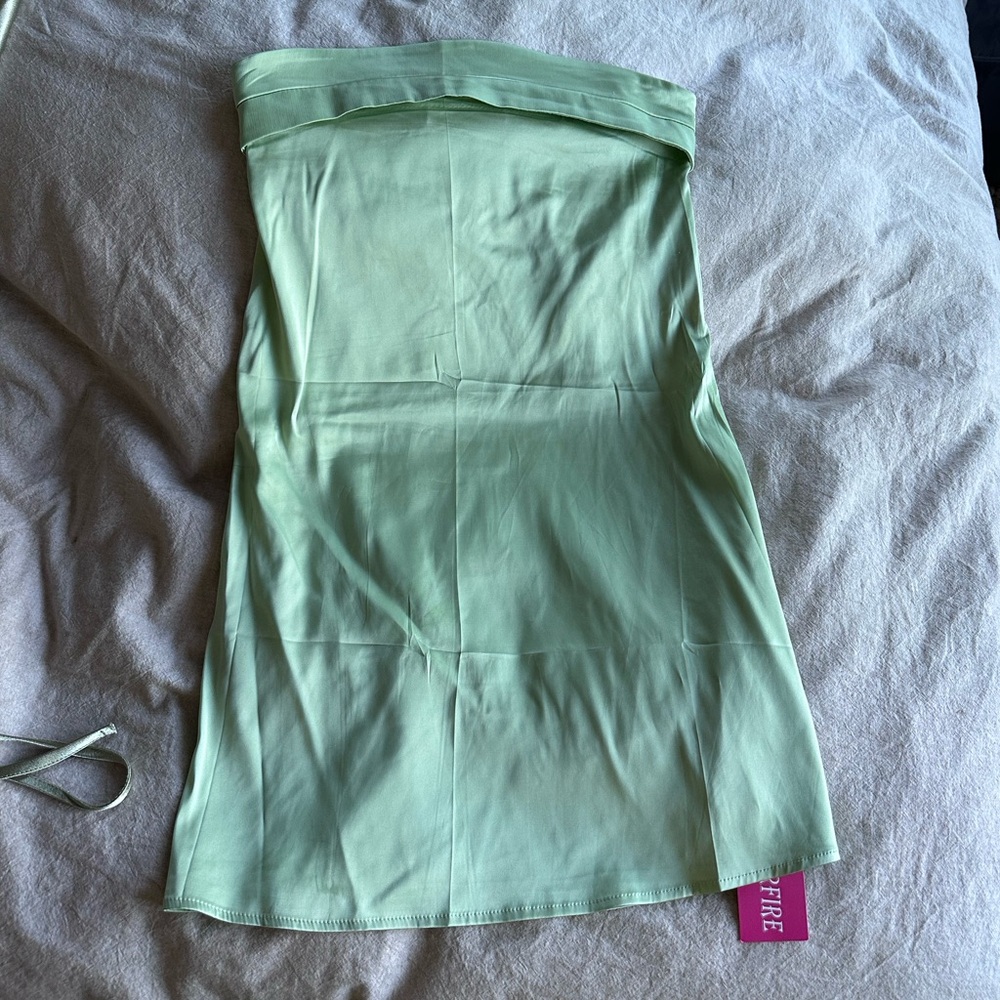 Satin Green strapless mini dress